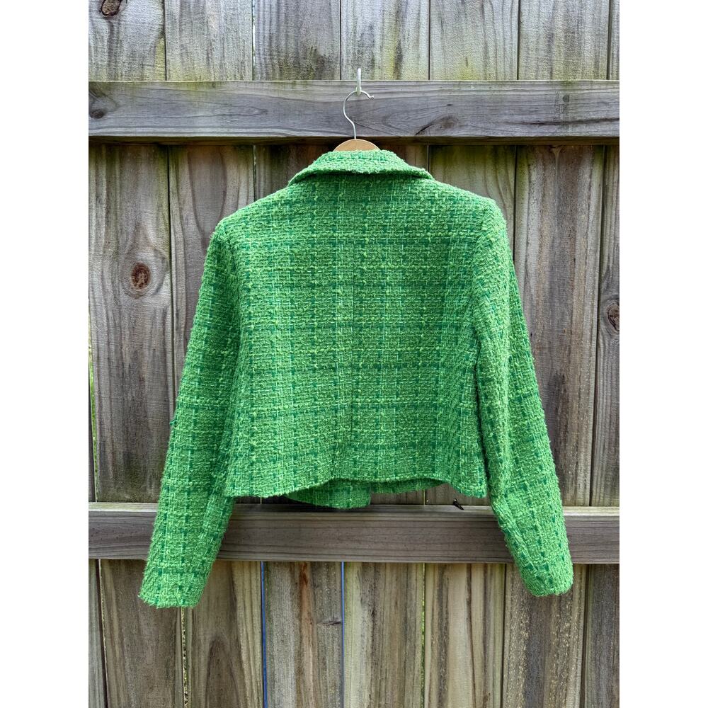Nicole Miller Lime Bouclé Cropped Jacket - Picture 3 of 5